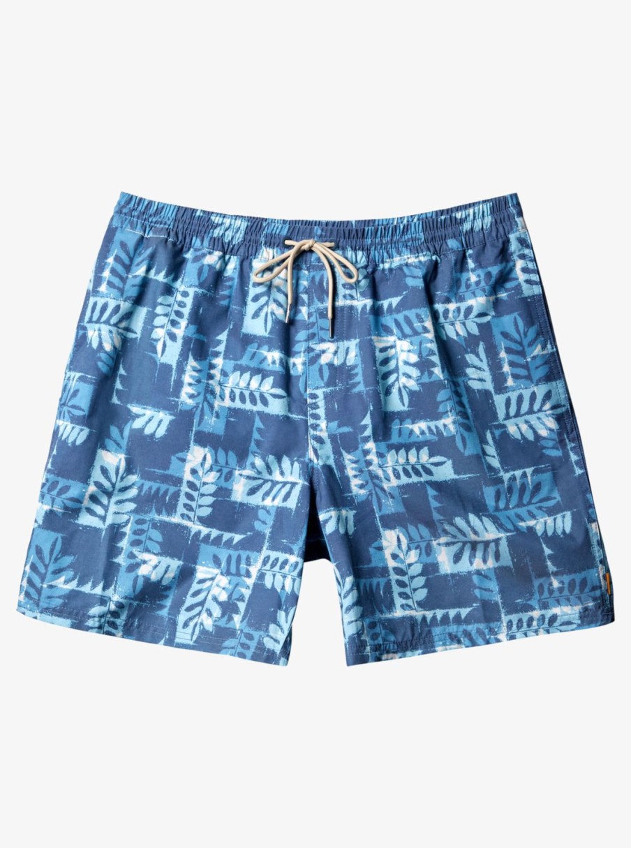 Mens Quiksilver Elastic Waist | Waterman Canoes Reef 17" Volleys Ensign Blue Canoe