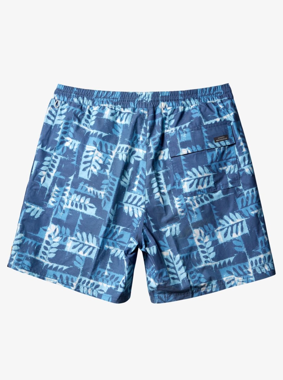 Mens Quiksilver Elastic Waist | Waterman Canoes Reef 17" Volleys Ensign Blue Canoe