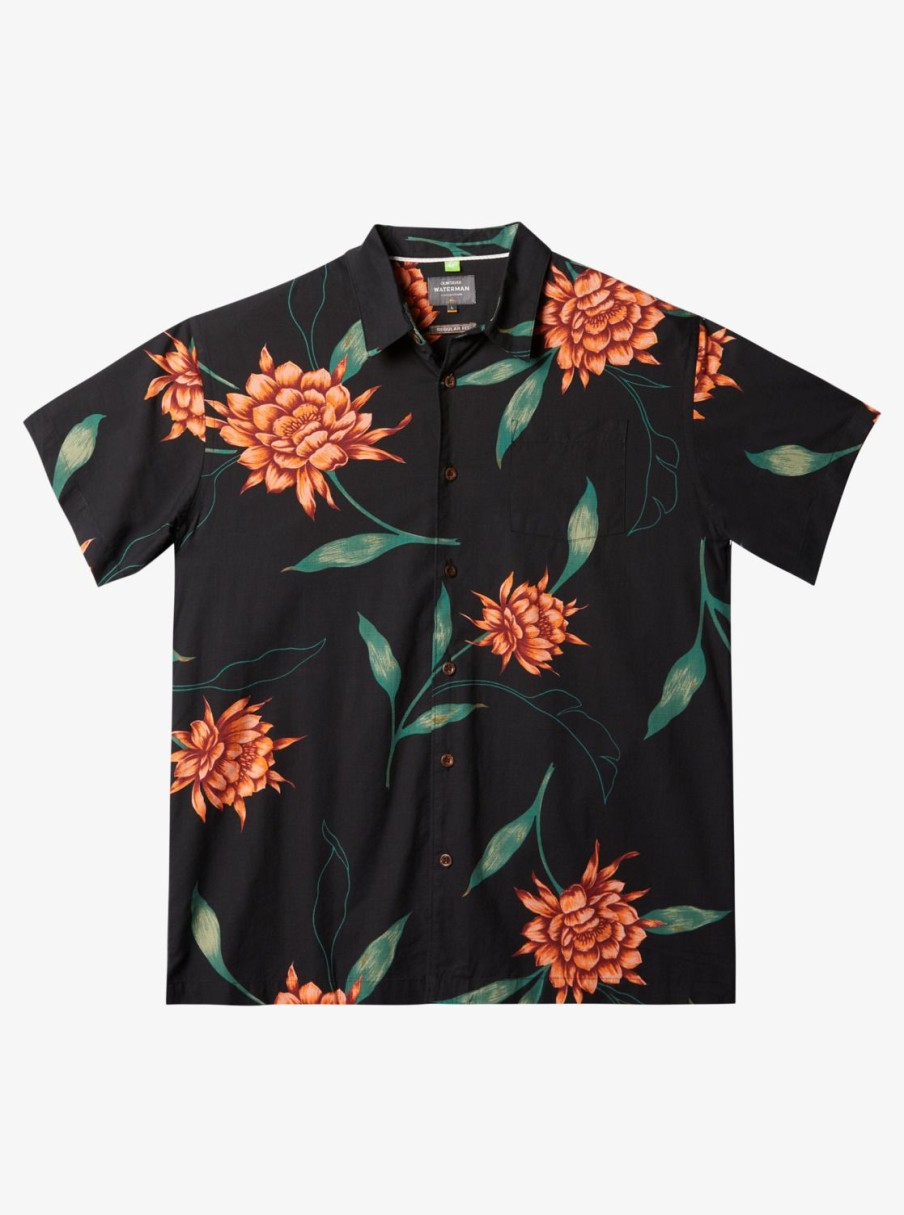 Mens Quiksilver Shirts & Polos | Waterman Perfect Bloom Short Sleeve Shirt Black Perfect Bloom