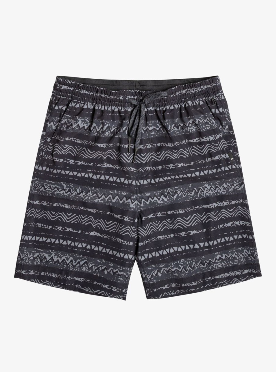 Mens Quiksilver Boardshorts | Taxer Print 18" Amphibian Boardshorts Black