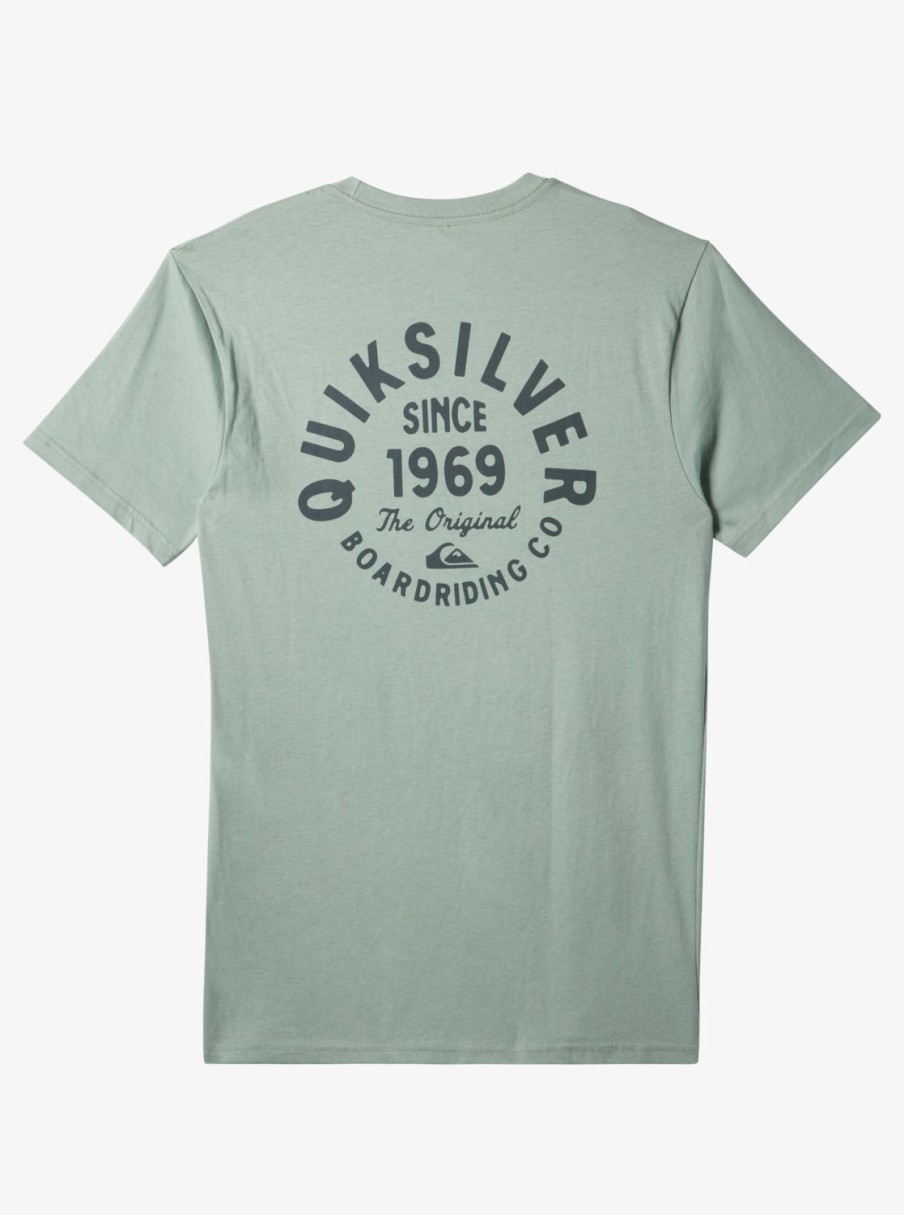 Mens Quiksilver Tees | Circled Script T-Shirt Iceberg Green