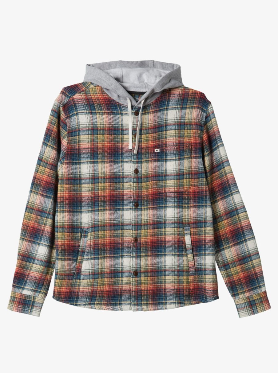 Mens Quiksilver Shirts & Polos | Briggs Hooded Flannel Long Sleeve Top Mineral Red Briggs Flannel