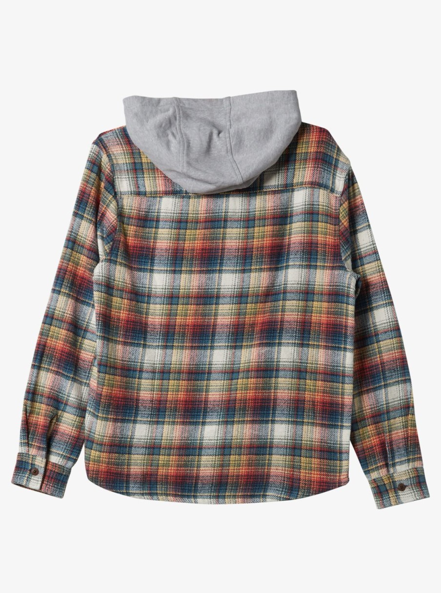 Mens Quiksilver Shirts & Polos | Briggs Hooded Flannel Long Sleeve Top Mineral Red Briggs Flannel