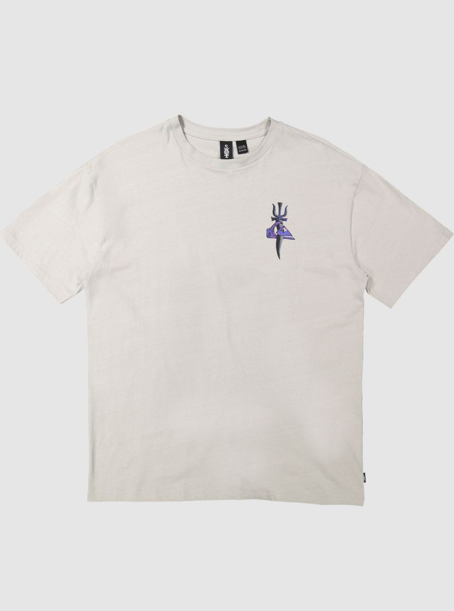 Mens Quiksilver Tees | Tridagger T-Shirt Gray Violet