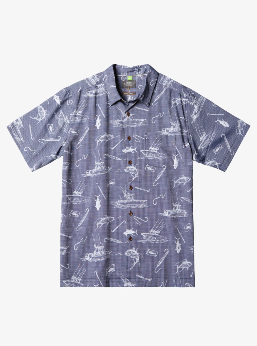 Waterman Quiksilver | Waterman Line Spinner Short Sleeve Shirt Medieval Blue Line Spinner