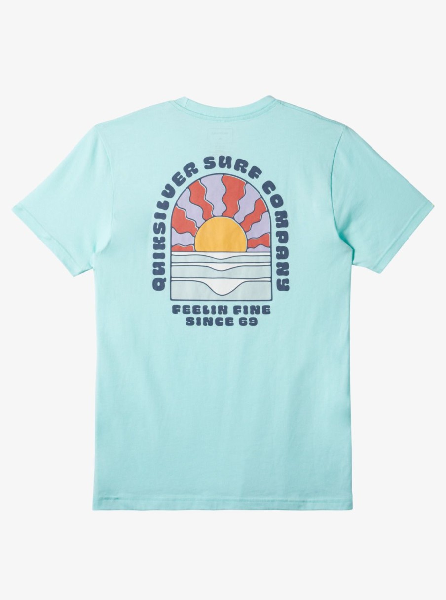 Mens Quiksilver Tees | Sunset Dreams T-Shirt Beach Glass Heather