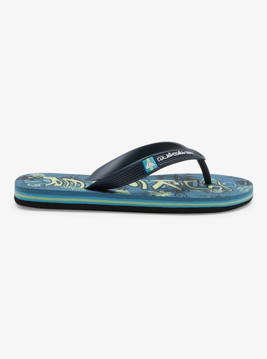 Boys Quiksilver Sandals | Boy'S 8-16 Molokai Flip-Flops Black/Green/Blue