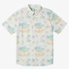 Mens Quiksilver Shirts & Polos | Palm Spritz Short Sleeve Woven Shirt Snow White Palm Spritz