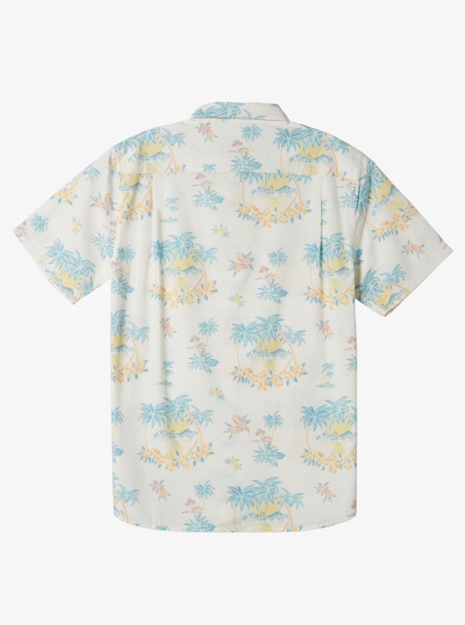 Mens Quiksilver Shirts & Polos | Palm Spritz Short Sleeve Woven Shirt Snow White Palm Spritz