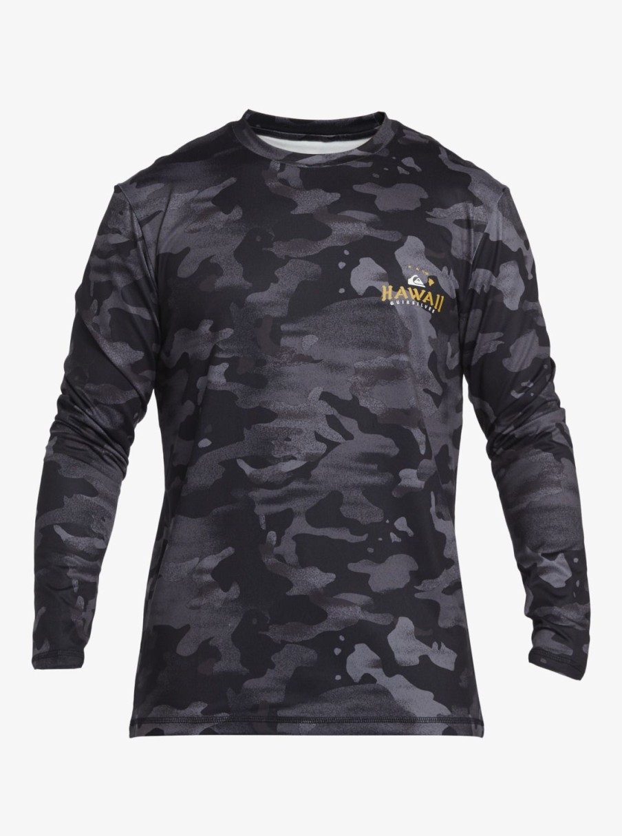 Mens Quiksilver Rashguards | Hi Royalty Surf Long Sleeve Upf 50 Surf T-Shirt Hi Camo Black