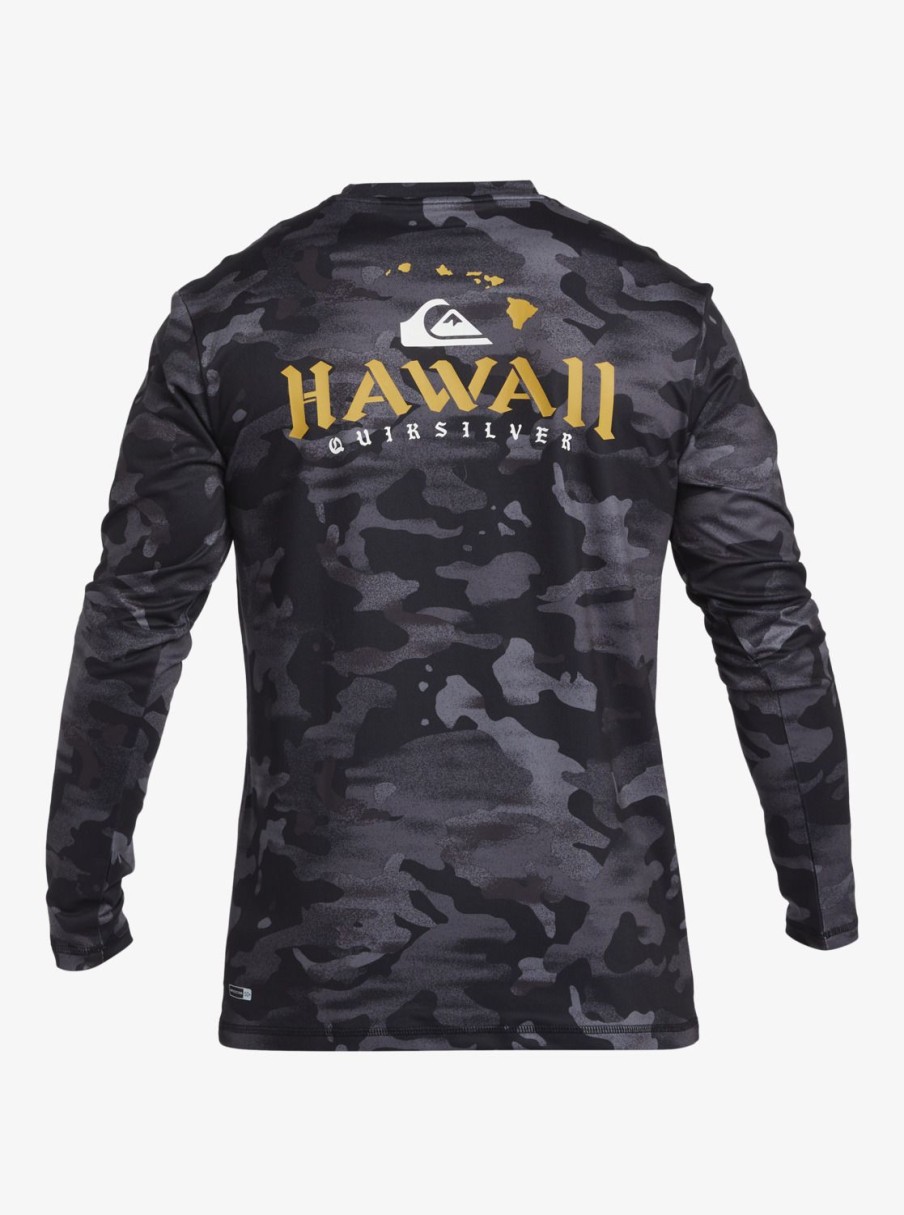 Mens Quiksilver Rashguards | Hi Royalty Surf Long Sleeve Upf 50 Surf T-Shirt Hi Camo Black