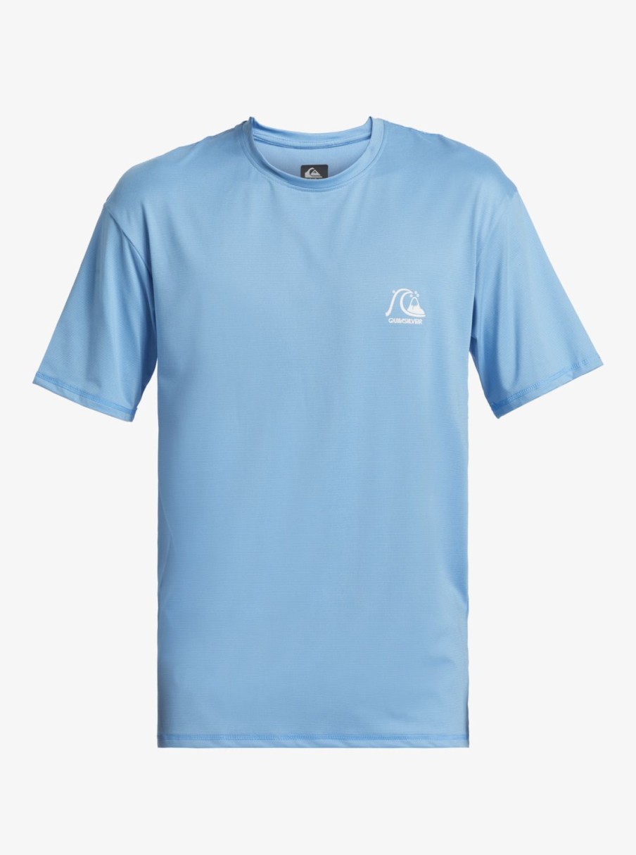 Mens Quiksilver Rashguards | Heritage Heather Short Sleeve Upf 50 Surf T-Shirt Azure Blue