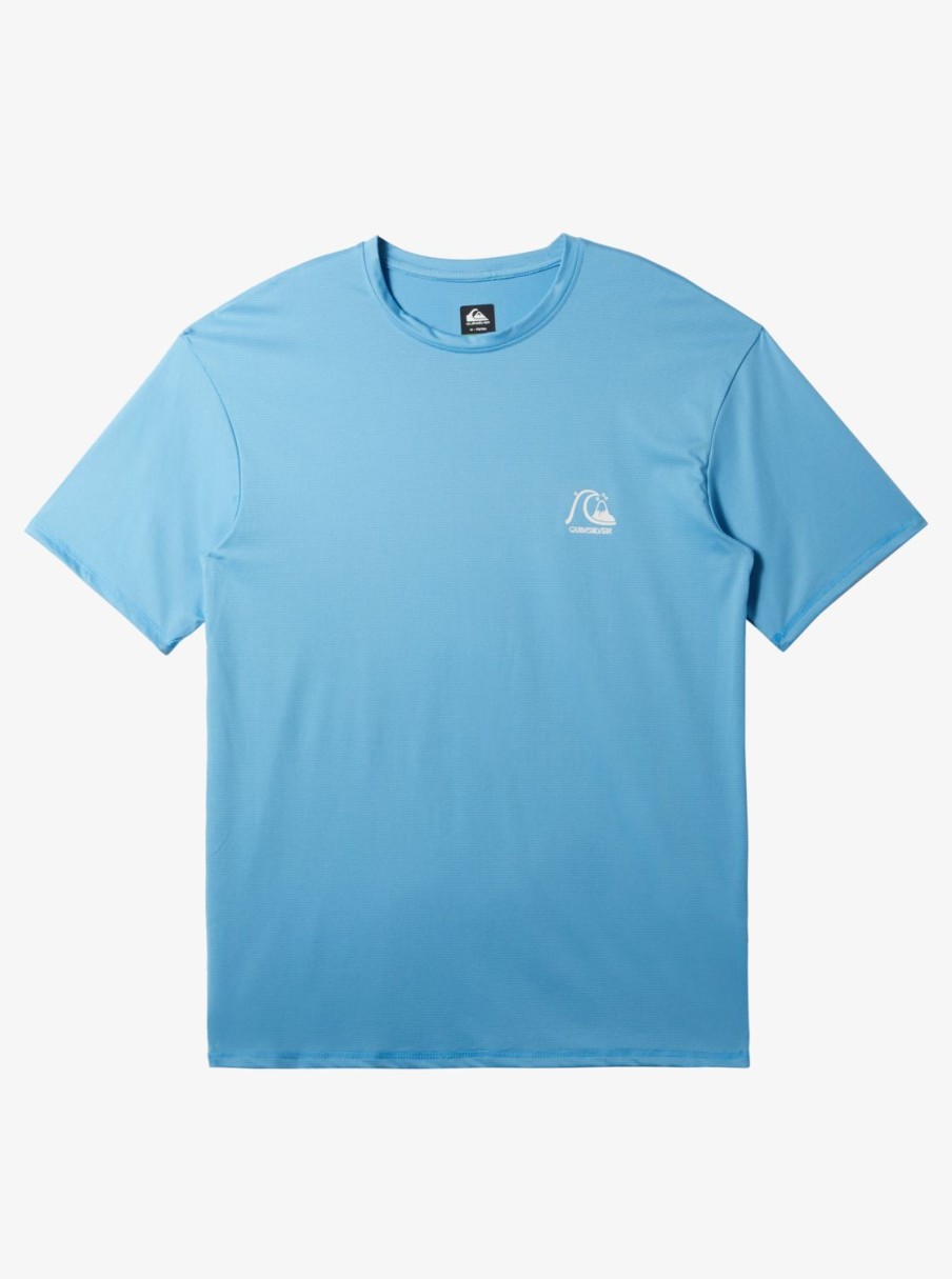 Mens Quiksilver Rashguards | Heritage Heather Short Sleeve Upf 50 Surf T-Shirt Azure Blue