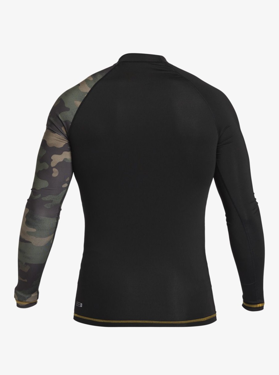 Mens Quiksilver Rashguards | Hi Island Rush Long Sleeve Upf 50 Rashguard Black