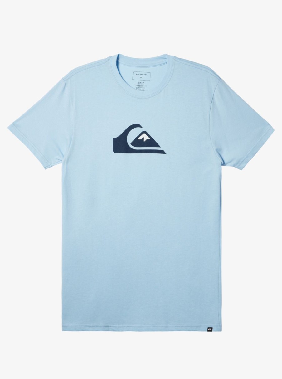 Mens Quiksilver Tees | Comp Logo T-Shirt Clear Sky