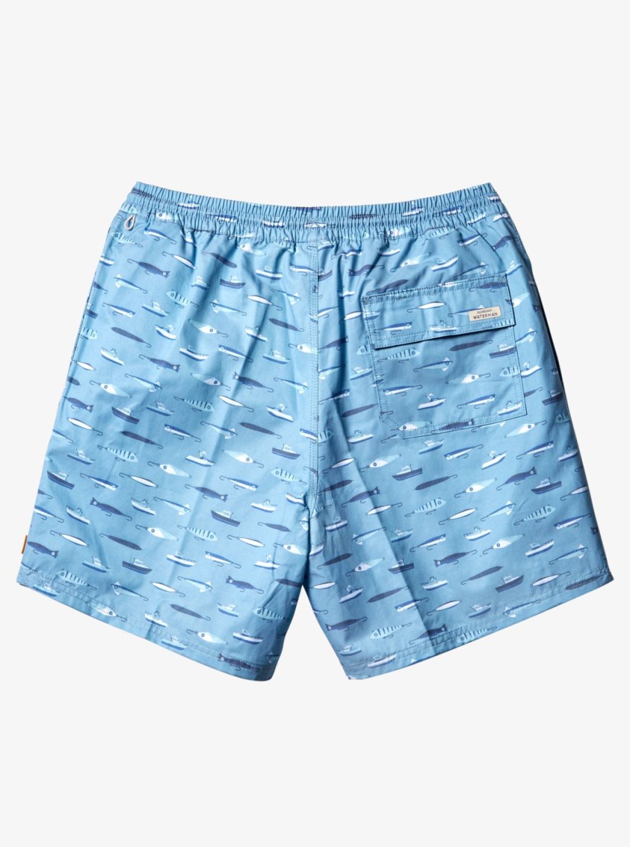 Mens Quiksilver Elastic Waist | Waterman Drag Week 17" Volleys Dusk Blue Drag Week