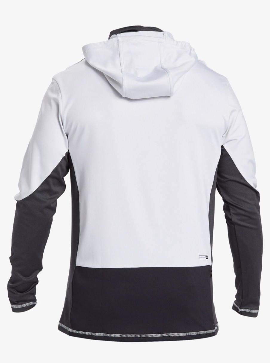 Mens Quiksilver Rashguards | Waterman Angler Hooded Upf 50 Long Sleeve Surf Tee White