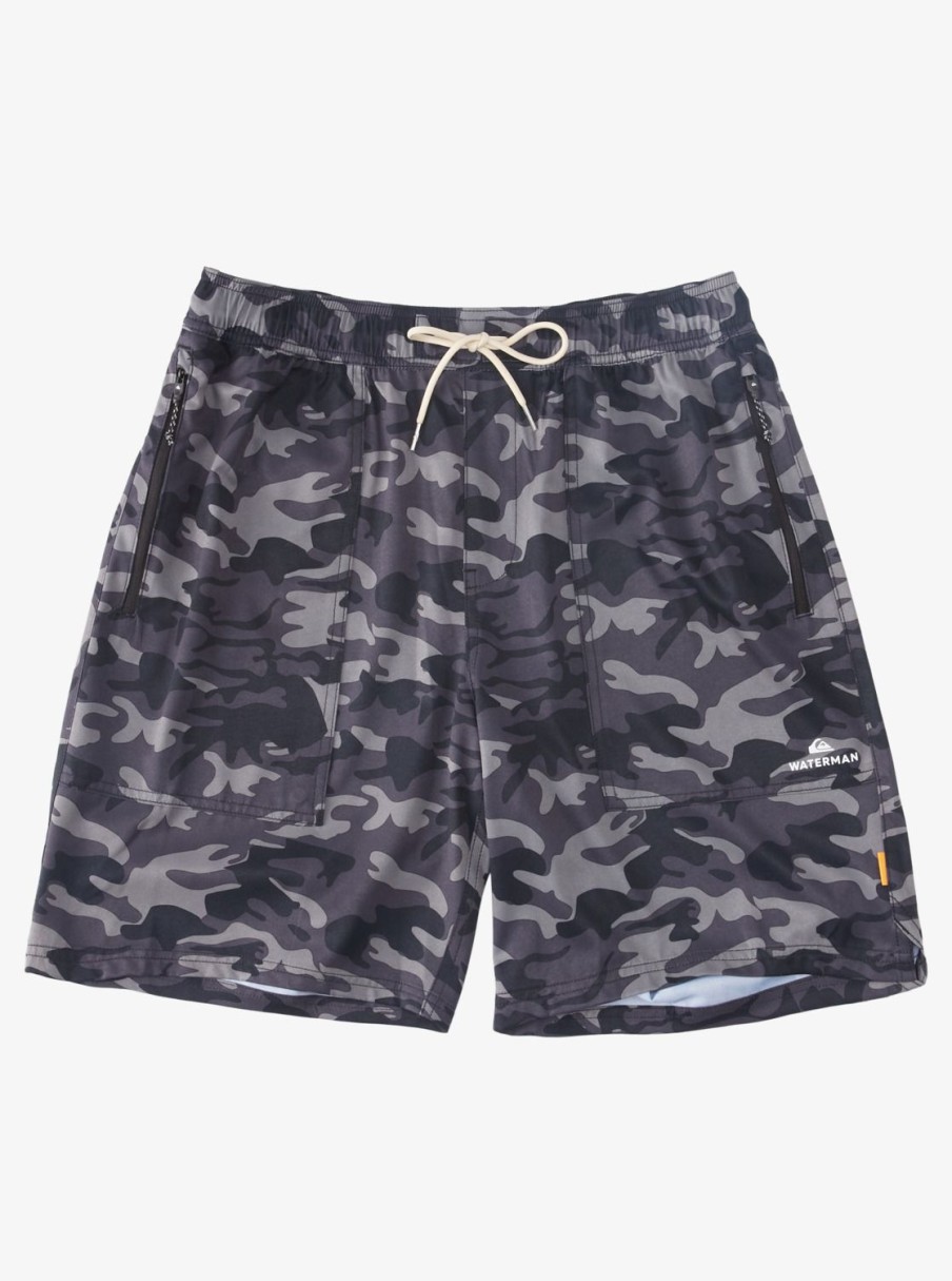 Waterman Quiksilver | Waterman Scout Zipper Print 19" Amphibian Boardshorts Black Camo Scout