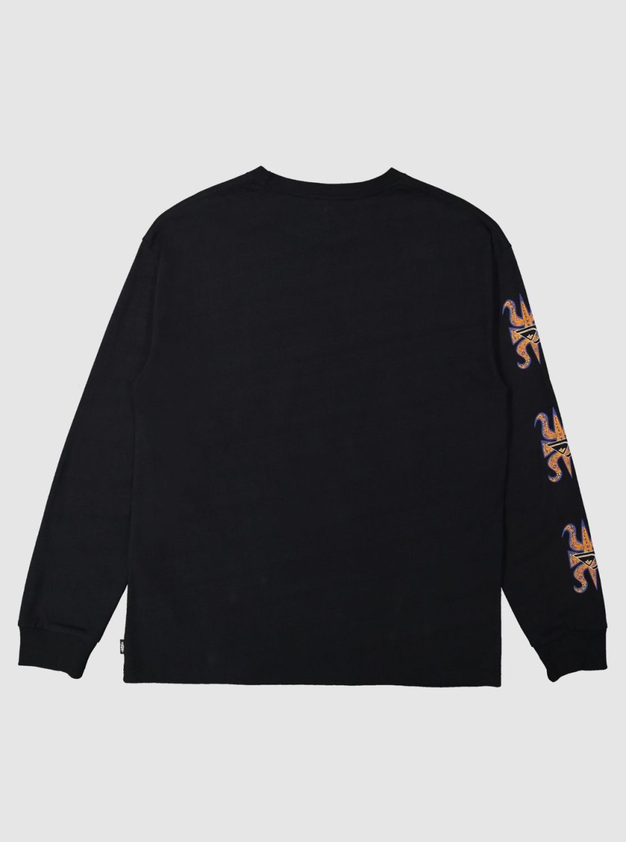 Mens Quiksilver Tees | Trident Long Sleeve T-Shirt Black