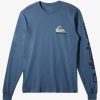 Mens Quiksilver Tees | Omni Logo Long Sleeve T-Shirt Bering Sea