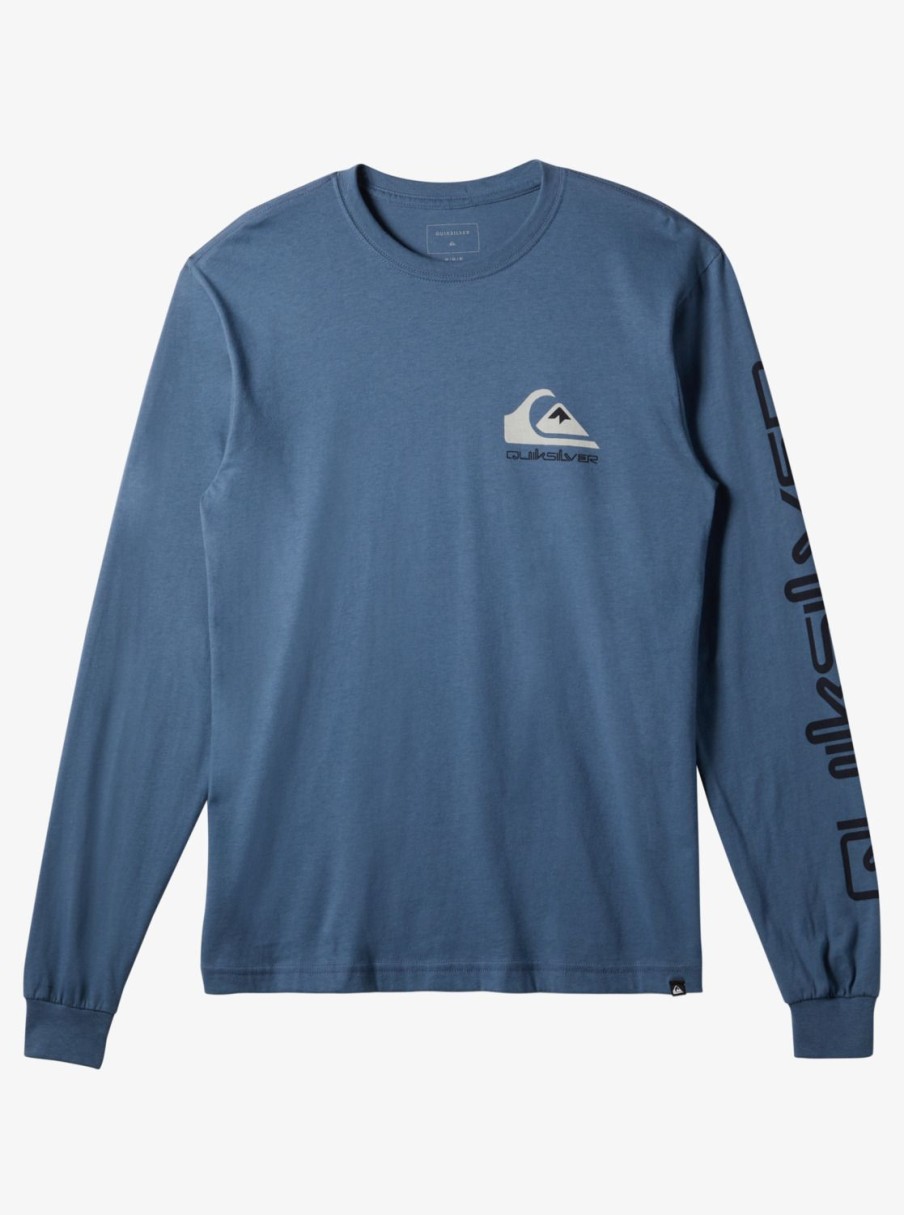 Mens Quiksilver Tees | Omni Logo Long Sleeve T-Shirt Bering Sea