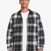 Mens Quiksilver Shirts & Polos | Quarrywood Flannel Long Sleeve Overshirt Black Quarrywood