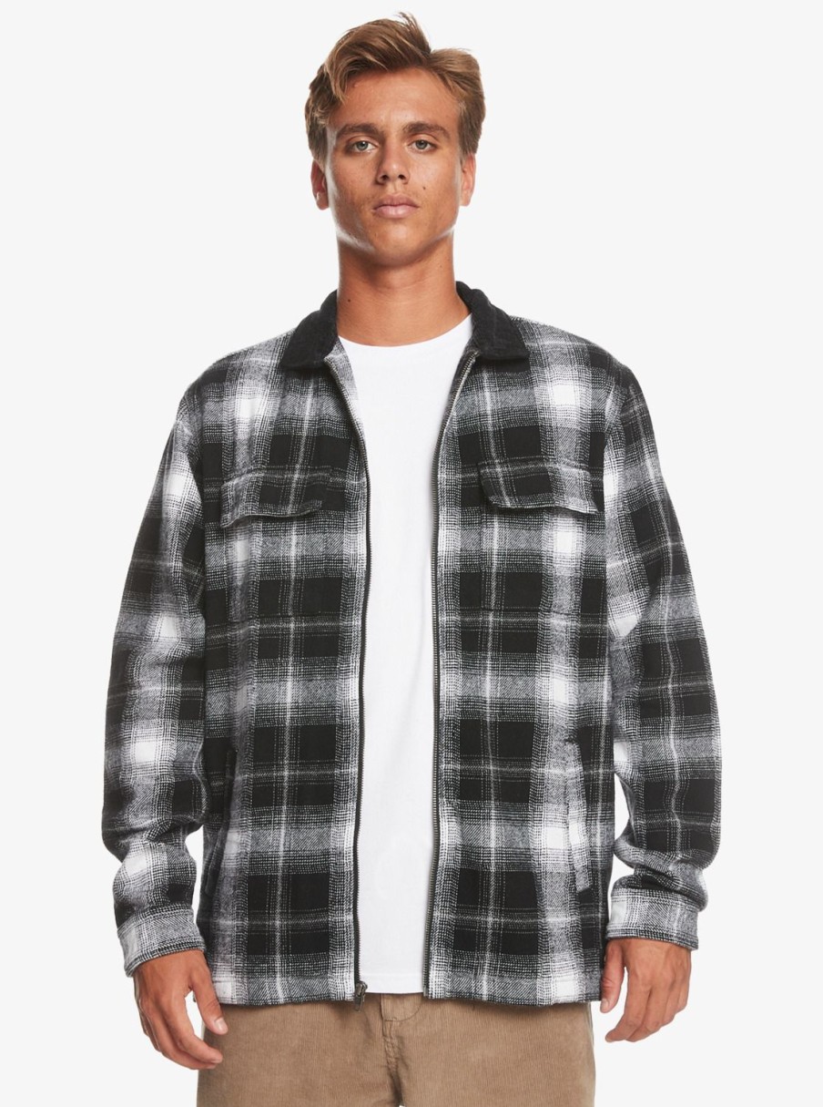 Mens Quiksilver Shirts & Polos | Quarrywood Flannel Long Sleeve Overshirt Black Quarrywood