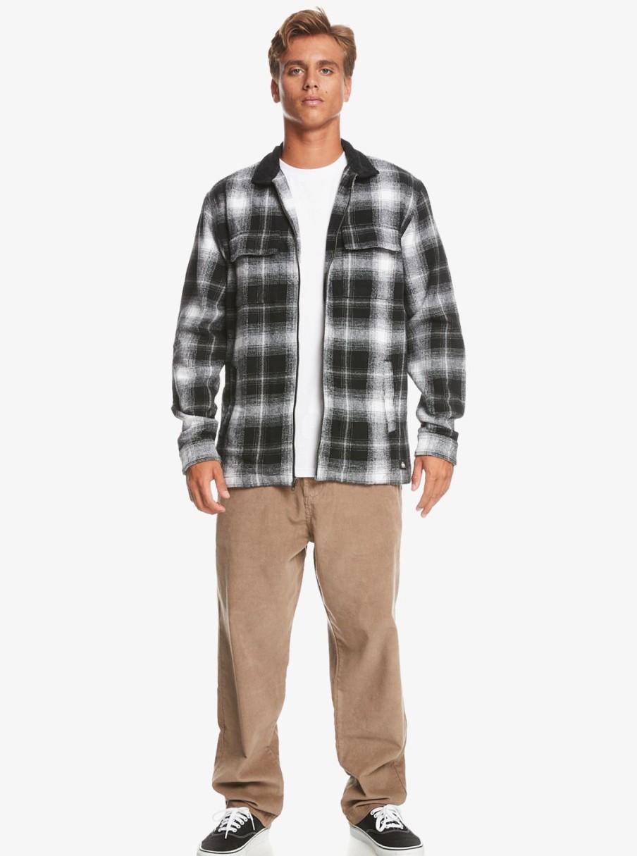 Mens Quiksilver Shirts & Polos | Quarrywood Flannel Long Sleeve Overshirt Black Quarrywood