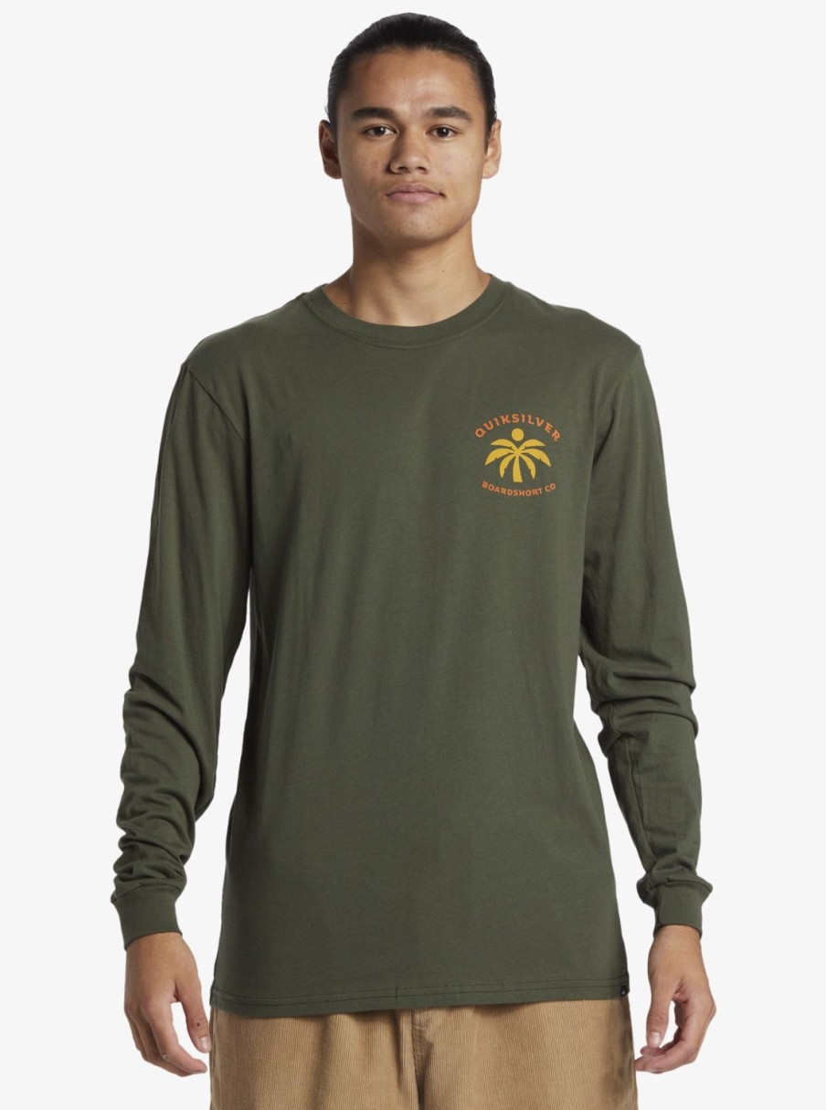 Mens Quiksilver Tees | Solo Arbol Long Sleeve T-Shirt Climbing Ivy