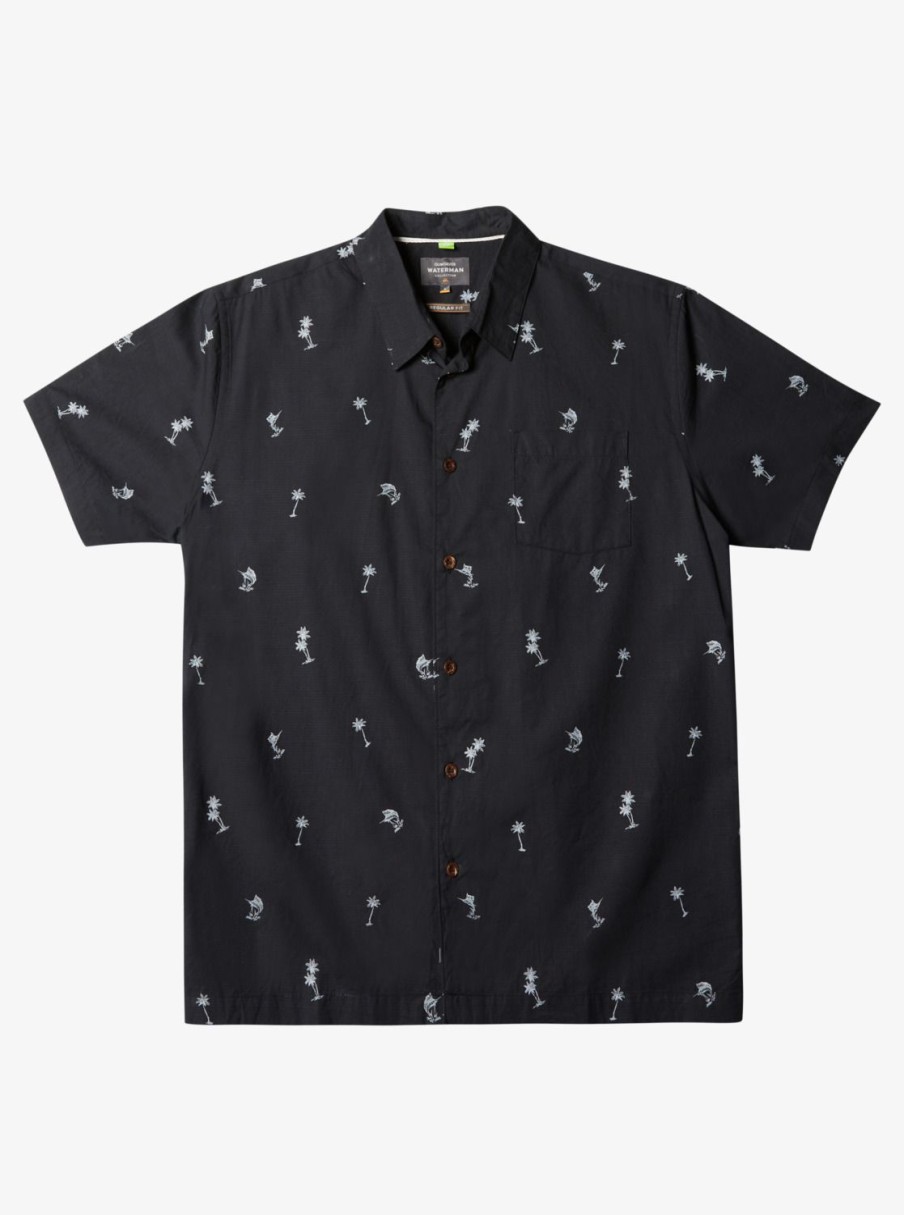 Waterman Quiksilver | Waterman Sail Palm Short Sleeve Shirt Black Sail Palms