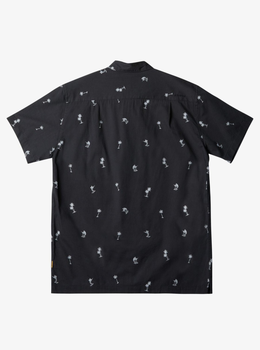 Waterman Quiksilver | Waterman Sail Palm Short Sleeve Shirt Black Sail Palms