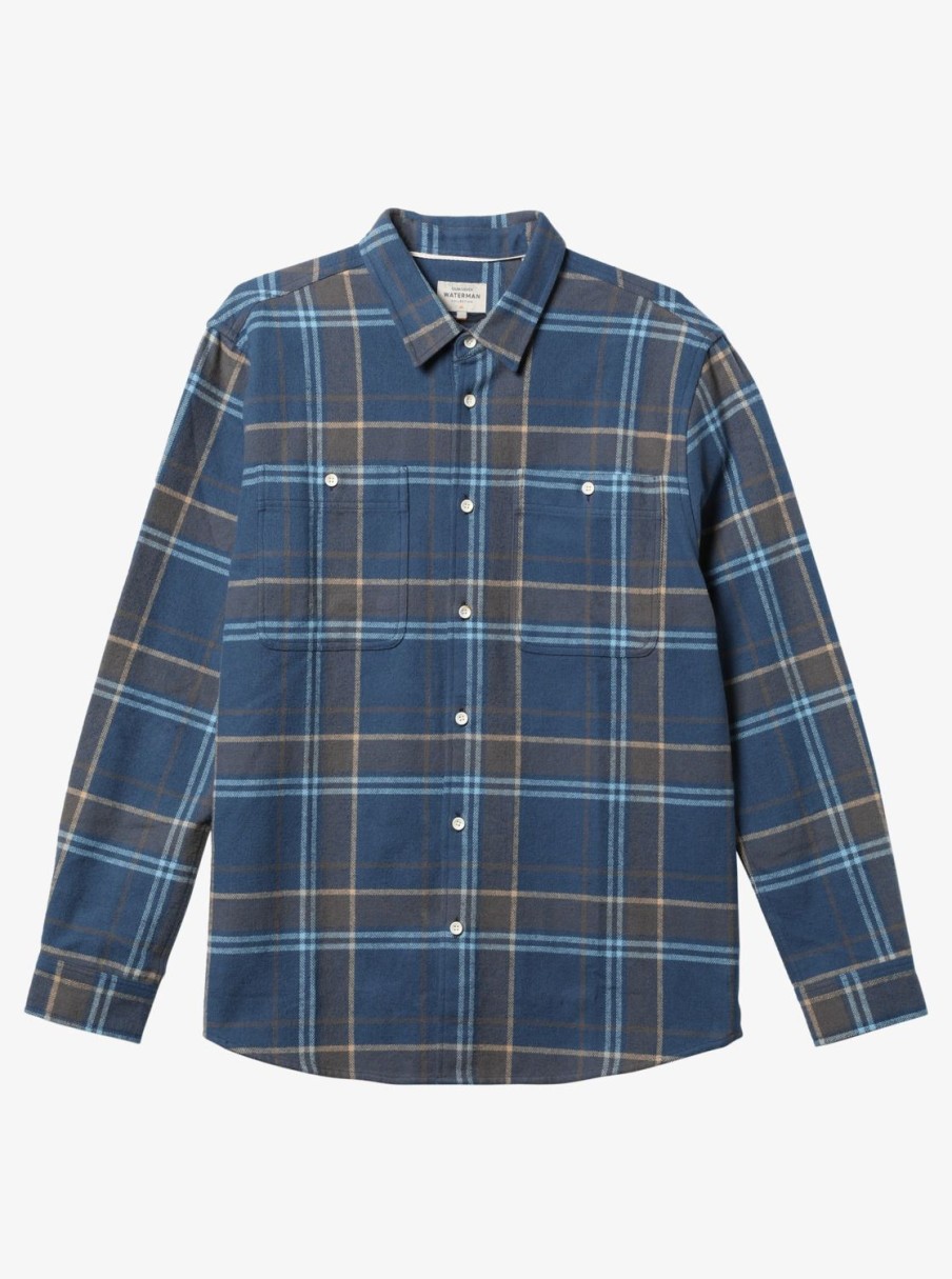 Mens Quiksilver Shirts & Polos | Waterman Lower Ridge Flannel Long Sleeve Top Ensign Blue Lower Ridge