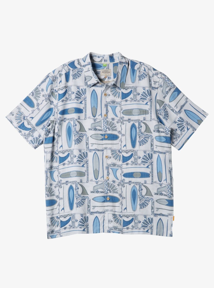 Mens Quiksilver Shirts & Polos | Waterman Long Boards Woven Shirt White Longboards