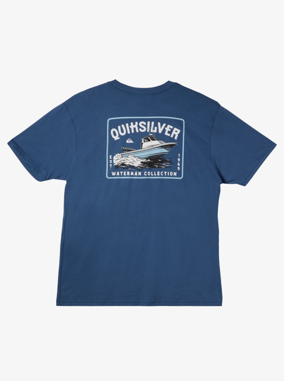 Mens Quiksilver Tees | Waterman Sea Search Qt-Shirt Ensign Blue