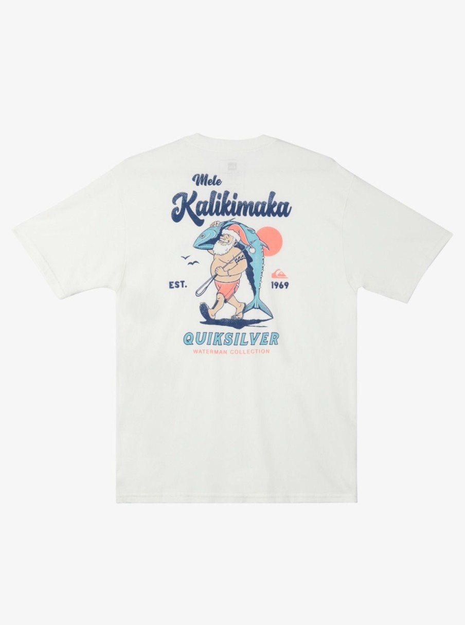 Mens Quiksilver Tees | Waterman Santa Qt-Shirt Snow White